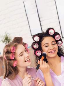 24 个自粘式卷发器套装，配有折叠梳子和发夹 - 沙龙级卷发器，适合中短发，打造美丽的波浪和卷发。, 返校、旅行度假必需品、女士发饰