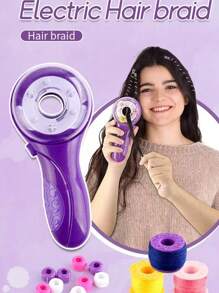 Gioco per ragazze, accessori per travestimento per bambini, set fai-da-te per acconciature, set elettrico per intrecciare, accessori per acconciature intrecciate, puzzle giocattolo da usare in casa, richiede batterie fornite, adatto per feste, regali di Ognissanti, back to school, regali per feste