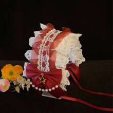 1pc Lolita Style Girl Faux Pearl Bow Lace Headband + Cute Countryside Themed Headpiece Ribbon Maid Headdress, Suits 2D Lolita Halloween