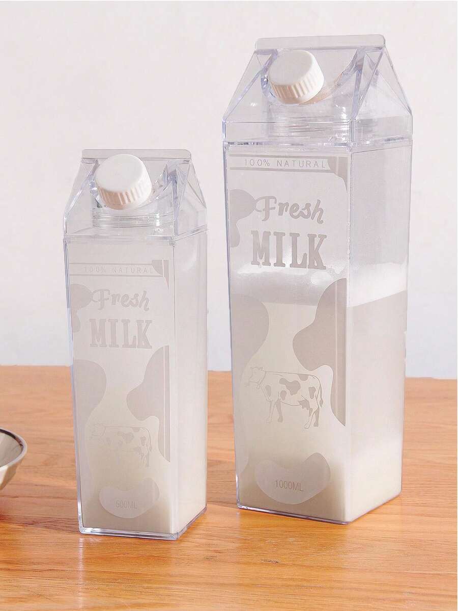 1 pieza Taza de vidrio de leche transparente cuadrada, diseño minimalista y elegante para bebidas - Vaca - Ver 1