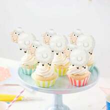 3 Pieces Of 12 Sticker Cartoon Animal Shaped Eid Al Fitr Cake Decoration, Islamic Muslim Party Decoration, Suitable For Birthdays, Eid Al Fitr Celebrations, Cake And Dessert Shop Decorations, Holiday Animal Patterns