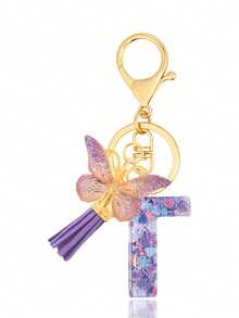 1pc Purple Keychain, Christmas Keychain, Women's Style, Letter Keychain With Tassel, Can Be Hung On Keys, Wallet, Handbag, Backpack, Holiday Christmas Gift, Home Decor - Purple - View 25