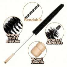 1pc Soft Bristle PP Material Crevice Cleaning Brush - Flexible Long Brush For Cleaning Dryer Vents And Hard To Reach Areas, Won't Shed Hair, Ergonomic Handle For Kitchen, Bathroom, Living Room, Bedroom