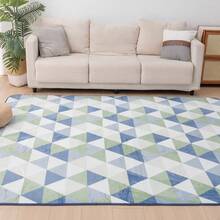Rug, Washable, All Season, Room Mat, Small, Play Mat, Nordic, Anti-Mite, Non-Slip, Washable Rug, Compatible With Hot Carpet, Compatible With Floor Heating, Summer, Winter, Mat, Rug Mat, Carpet, Rug Carpet, Flannel, Washable, Carpet, Living Room - Triángulo azul - Ver 11