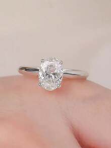 925 纯银椭圆形蛋形戒指，皇冠水滴戒指，优雅女士结婚戒指，男女通用礼物，奥地利水晶，订婚，求婚戒指