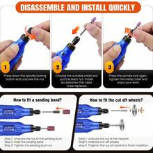 AutoFu Cordless Rotary Multi Tool Variable 5 Speed & 80 Accessory Set Mini Drill Polishing Sanding Kit Grinding Portable DIY Gift - Blue - View 10