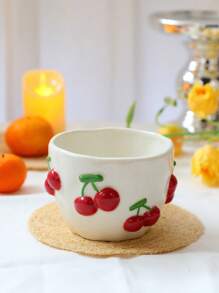 1pc 400ml Ceramic Cup With Fruit Pattern, Espresso Cup, Creative Ceramic Gift, Water Cup, Holiday Coffee Cup/Tea Cup, High-Quality Office/Home Breakfast Cup, Couple Gift Cup Back To School