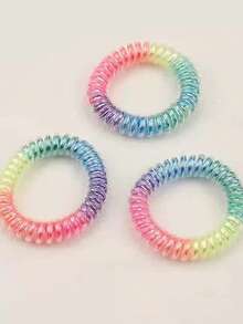 3/5 件经典发饰发带马尾辫夹，高弹糖果色彩虹电话线发带，橡皮筋