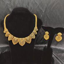 3pcs Middle Eastern Style Jewelry Set, Necklace And Earrings, Bridal Jewelry Set