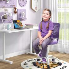 Desk Armless Chair Adjustable Middle Back Rotary Study Chair Purple - - 1 - View 4