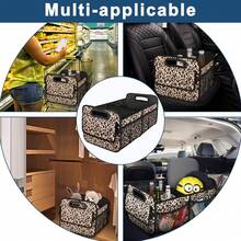 Deosk Car Trunk Organizer For SUV, Car Organizers And Storage With 6 Pocket, Car Accessories For Women/Men 50LWaterproof Polyester Trunk Organizer, Black - Leopard Print - 查看 6
