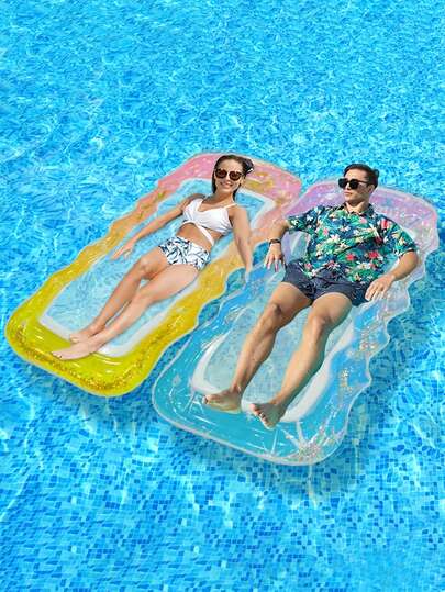 1 件渐变波浪网休闲椅浮动码头，160.02 厘米，超大尺寸，彩虹色，梦幻星空图案，PVC 材质，混合颜色，通用数量，适用于海滩度假、泳池派对、水上乐园