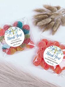 1. 初领圣体纪念贴纸，绿色植物和金色十字架感谢贴纸，可定制，洗礼套装 - 腮红花卉洗礼纪念标签贴纸，学习用品，返校季 - 彩色 - 查看 7