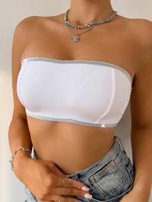 女士无肩带透明无钢圈文胸可调节抹胸式文胸带侧扣