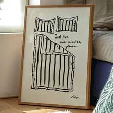1pc Stay In Bed Print, Poster Goodnight, Nghệ thuật phòng ngủ dễ thương, In poster tường bằng vải canvas, Tranh nghệ thuật vui nhộn, Khung tùy chọn nghệ thuật giữa thế kỷ - Nhiều màu - Xem 9