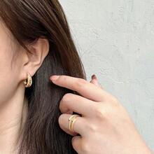 18K镀金锆石法式复古乡村风格女士耳环 - 金色 - 查看 3