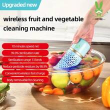 SOKANY Tragbarer Obst- und Gemüsereiniger, USB-Smart-Wireless-Ladung, kompaktes Kapseldesign, Dual-Core-reaktives Sauerstoffion +5 Minuten Schnellreinigung, geeignet für Obst, Getreide, Fleischdesinfektion, großvolumiges ABS-Kunststoff-Reinigungswerkzeug, modernes Küchenqualitätswerkzeug, modisches Küchengerät, multifunktionales Haushaltsgerät, leicht zu tragen