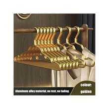 5/10pcsMetal Sturdy Clothes Hanger Golden Aluminum Hanger - Rust-Proof, Fade-Resistant, Clothes HangerGolden Aluminum Hanger - Rust-Proof, Fade-Resistant, Perfect For Coats, Jackets, And Delicate Clothes Aluminum Hanger Rust-Proof Hanger Fade-Resistant Hanger