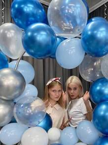 Conjunto de 10/40 globos de látex azul y blanco con confeti para suministros de fiestas temáticas de cumpleaños, decoración de boda bautista, despedida de soltera, Navidad
