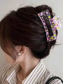 2 pezzi: Fermagli per capelli con stampa floreale ditsy e a fantasia di frutta, fermagli per capelli quadrati trasparenti, fermagli per capelli a forma di squalo, fermagli per capelli quadrati alla moda e cavi, fermagli per capelli eleganti, fermagli per chignon - adatti come regali per le vacanze e per l'uso quotidiano, per il ritorno a scuola