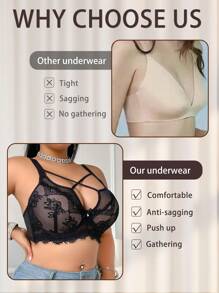 Ropa interior con estampado cómoda y sin cables para mujer de talla grande