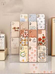 1 件透明亚克力桌面手机壳收纳盒，多层亚克力桌面手机壳展示架