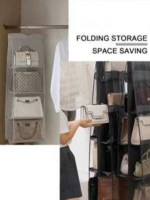 1pc, 8/6 Pockets Hanging Purse Handbag Organizer Clear Hanging Shelf Bag Collection Storage Holder Purse Bag Wardrobe Closet Space Saving Organizers Bedroom,Purse Organizer, Purse Organizer For Closet, Purse Storage, Durability Material, Handbag Organizer, Holds Bigger Bags