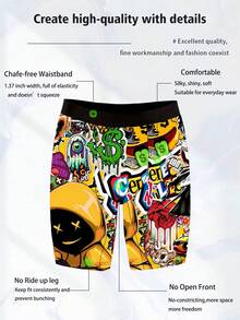 DOKER 3 pièces de boxers allongés novateurs pour hommes avec motifs imprimés personnalisés, doux et agréables à la peau, séchage rapide et respirants, tissu élastique, impression numérique positionnée. Shorts de boxe mode et décontractés, conviennent aux sports, au cyclisme à la maison, etc. - Multicolore - Voir 5