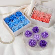 4pcs/9pcs Creative Rose Aromatherapy Candle Set Gift Box, Suitable For Wedding Venues, Restaurants, Living Rooms, Yoga Studios, Meditation, Birthday Candles, Mother's Day Gifts, Valentine's Day Gifts, Birthday Gifts, Adult Gifts, Easter, Home Decoration, Room Decoration, Fragrance Enhancement And Odor Removal.