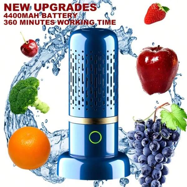 SOKANY Purificador portátil de frutas e vegetais, carregamento sem fio inteligente via USB, design compacto de cápsula, íon de oxigênio reativo de núcleo duplo, limpeza rápida em 5 minutos, adequado para desinfecção de frutas, grãos e carnes, ferramentas de limpeza de plástico ABS de grande capacidade, utensílios de cozinha modernos de alta qualidade, utensílios de cozinha da moda, eletrodomésticos multifuncionais, fácil de transportar