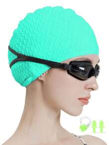 Large Silicone Swim Cap - ComfortFit For Men & Women - Unisex Ergonomic Design - 1pc High-Quality Set, Beach Essentials, Beach Accessories, Pool Float - Multicolor - View 23