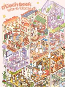 20pcs/Set, Original 3D Scene Stickers Series, 3D Miniature Scene Stickers, DIY Handcraft Diary Stickers. Cartoon 3D Visual Stickers, Creative Self-Adhesive House Micro Landscape Stickers, Stress Relief DIY Scene, Diary Stickers, 3D Stereo Miniature Scene Cartoon Decorative Stickers. No Need To Cut, Cultivate Handicraft Skills, Relieve Stress And Fun, Gift For Friends. Includes 6 Scenes, 12 Material Sheets, 1 Tweezer, And 1 Reference Picture.,School Supplies,Back To School