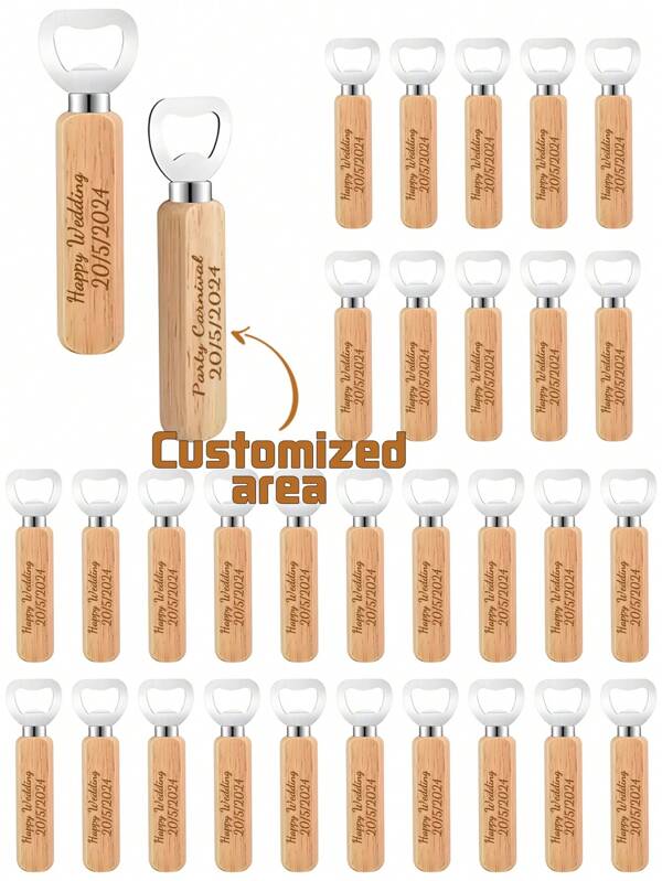 160pcs Customized Wooden Bottle Openers, Personalized Simple Bottle Openers, Guest Wedding Gifts, Groom Gifts, Party Favors, Kitchen Tools, Birthday Party Supplies, Bar Accessories,Multi-Functional, ,Ornamental,Reusable,Exquisite,Stylish,High-Quality,Colorful,Modern,Custom,Personalized,Unique,Wedding Essentials