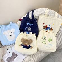 Women Tote Bags - 橘色蝴蝶結小狗抽繩單肩 - 查看 4