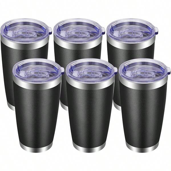 6PCS 20 Oz/600 Ml Thermo,Taza Termo De Color Sólido Portátil De Acero Inoxidable,Taza De Café Antideslizante,Copa De Coche Con Tapa Regalo De Navidad,Taza Térmica De Gran Capacidad