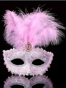 1pc Lace Masquerade Mask, Party Costume Mask, Wedding Carnival Mask, Personalized Face Mask, Stage Decorations, Sexy Half Face Lace Mask For Women, Feather Mask (Mask Style/Color Random, DIY Adhesive, May Have Slight Traces, Offset Printing) - Multicolor - View 17