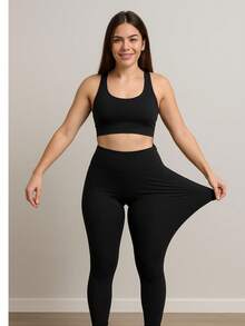 Women's Flannel Leggings Thick Plush - 黑色 - 查看 3