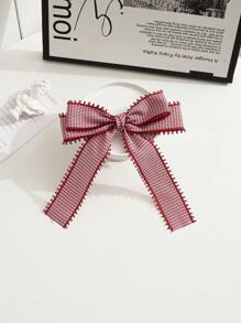 1pc Plaid Bow Decor Hairclip Accessory For Women, Suitable For Daily Use