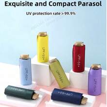 1pc Mini Travel Sun Umbrella UPF50+ , Small Compact UV Protection Umbrella For Sun And Rain, Lightweight Parasols Daily Travel Easy To Carry