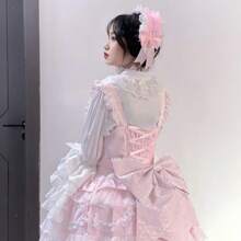 1pc Lolita Style Girl Faux Pearl Bow Lace Headband + Cute Countryside Themed Headpiece Ribbon Maid Headdress, Suits 2D Lolita Halloween