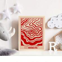 1 pezzo di stampa su tela geometrica di stile Art Deco da 30 cm, opera d'arte murale con occhi, decorazione casa moderna e versatile (senza cornice, edizione primavera-estate) - Multicolore - Visualizzare 9