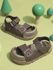 1 Pair New Summer Casual Outdoor Hook And Loop Sandals, Soft & Comfortable
