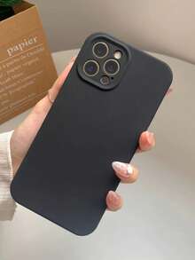 Silicone Case With Velvet For All Apple Models (Closed Camera) - 黑色 - 查看 2
