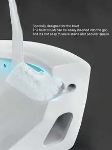 1pc Curved Toilet Brush, Plastic Long Anti Slip Handle, Toilet Cleaning Brush, Powerful Cleaning Suspension Portable Toilet Brush Bathroom Accessories