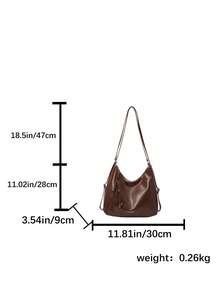 Túi Tote Tối Giản Phong Cách Hàn Quốc Thời Trang Cho Nữ, Túi Đeo Vai Thường Ngày Với Cảm Giác Cao Cấp Độc Đáo - màu nâu - Xem 3