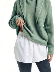 1pc Elastic Waist Extender, Women Shirt Extender Extension, Adjustable Layered Fake Skirt Extender - White - View 4