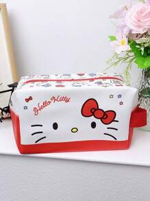 Sanrio 1 pezzo Borsa trucco di grande capacità di Hello Kitty - Organizer da viaggio portatile, ipoallergenico in nylon, con disegno cartoonesco vibrante, ideale per cosmetici e articoli di cartoleria, perfetto regalo di compleanno