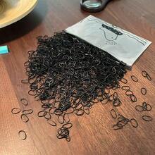 1000 件黑色迷你松紧带，柔软发带，适合编织、马尾辫和发型、猪尾辫和小辫子、发圈