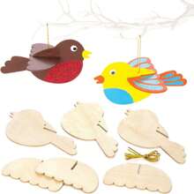 15pcs Unfinished Wooden Bird Shaped Decorative Ornaments - Vibrant Colors, Painting And Hanging Craft, Ideal For Holiday Gifts, Weddings, Birthdays And Party Decorations | Lively Bird Designs | Wooden Material, Bird Decor