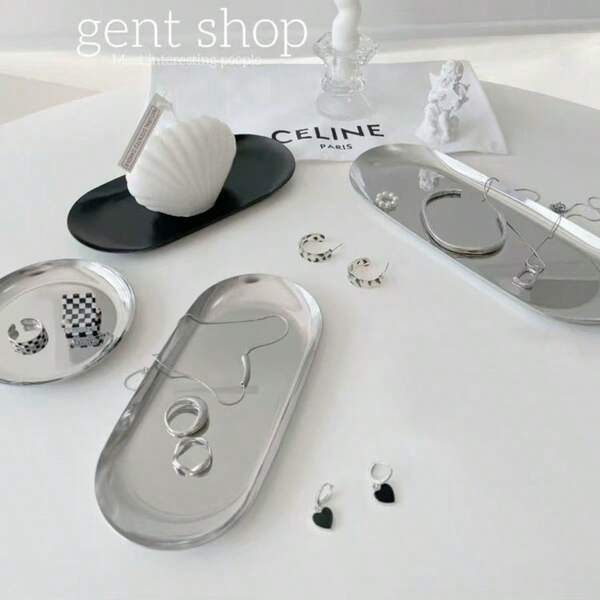 1 صينية تخزين فاخرة من الفضة، حامل عرض مجوهرات دائري، مُنظم ديكور معدني، حامل عتيق، صحن تصوير متعدد الأغراض، طبق مقاوم للحريق، ديكور المنزل، صينية تخزين المجوهرات، منظم للمكتب، عرض اكسسوارات